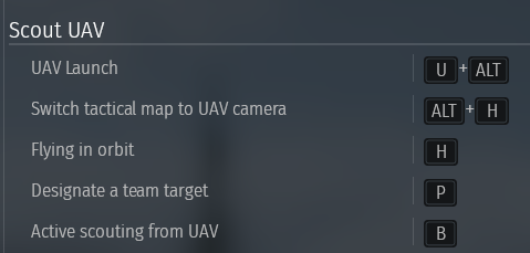 Scout UAV Keybinds
